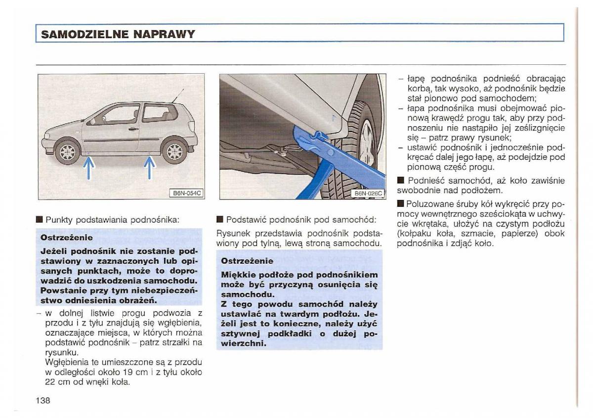 VW Polo III 3 instrukcja obslugi / page 140