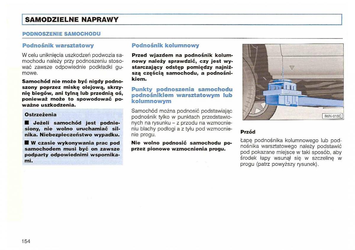 VW Polo III 3 instrukcja obslugi / page 156