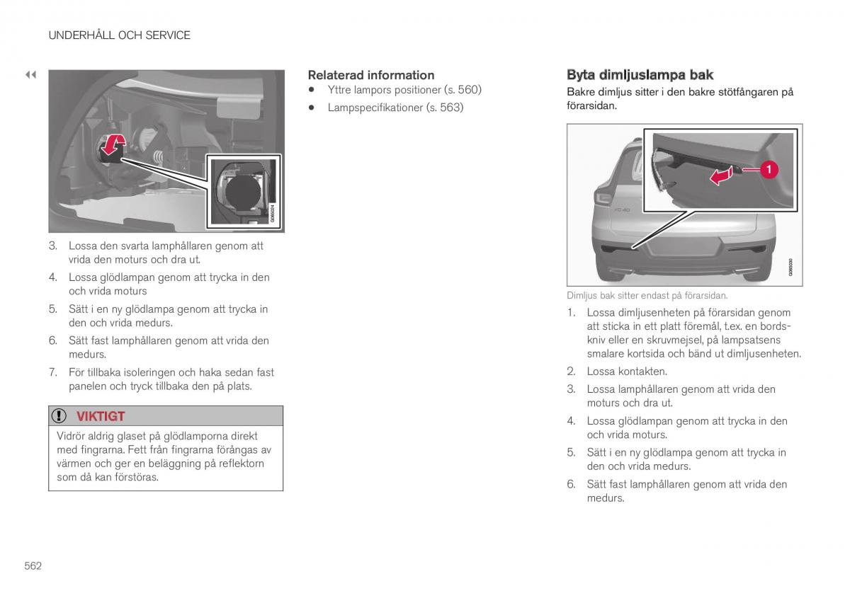 Volvo XC40 instruktionsbok / page 564