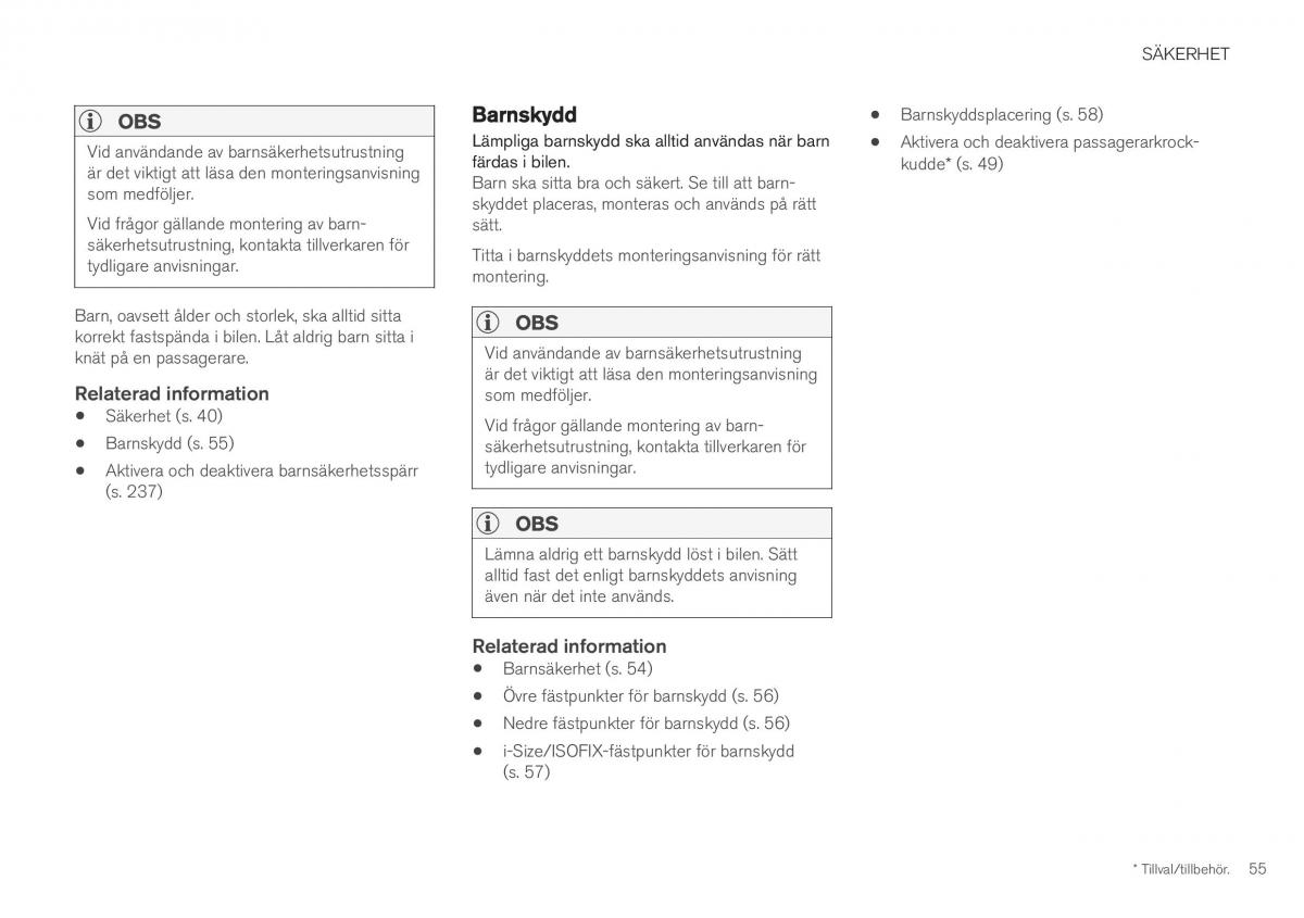 Volvo XC40 instruktionsbok / page 57