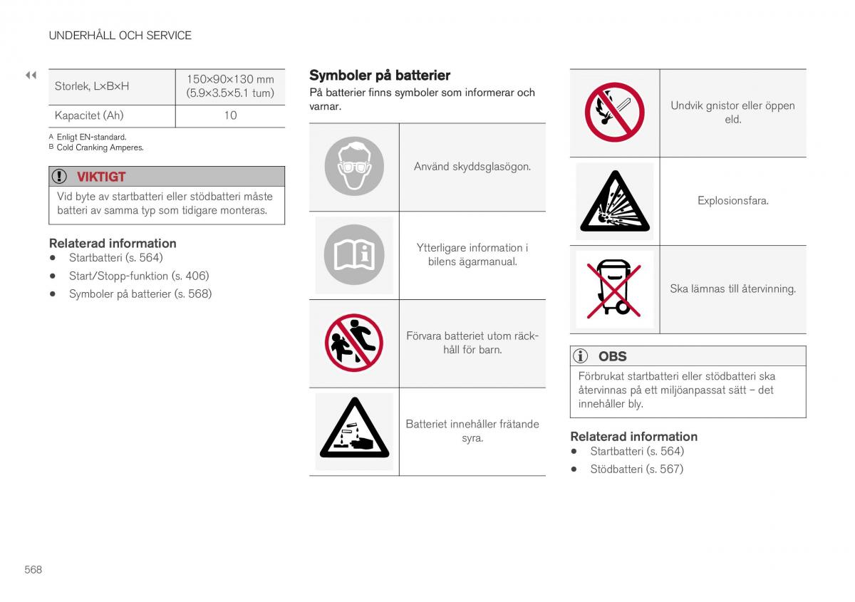 Volvo XC40 instruktionsbok / page 570