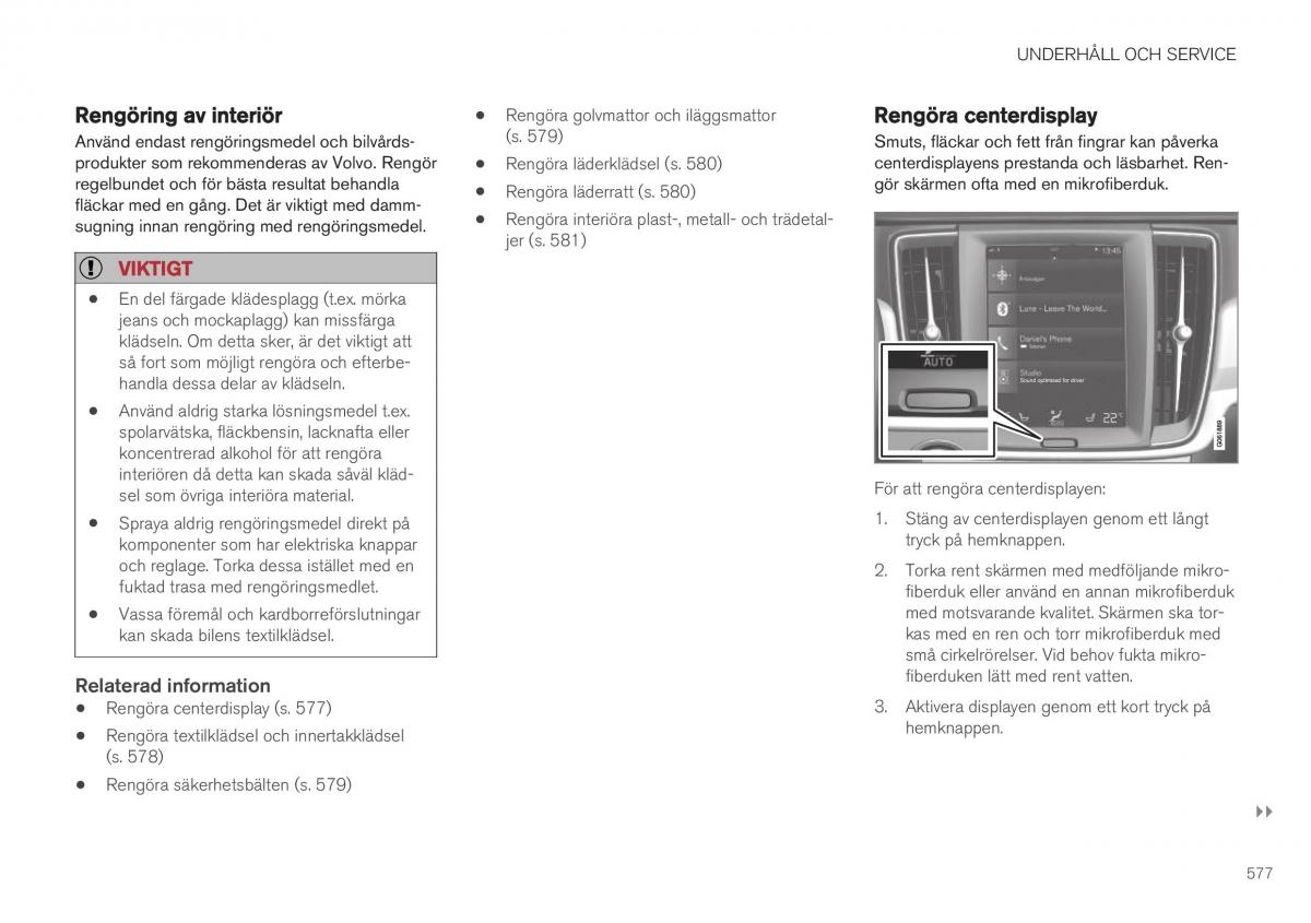 Volvo XC40 instruktionsbok / page 579