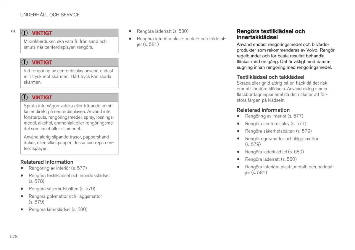 Volvo XC40 instruktionsbok / page 580