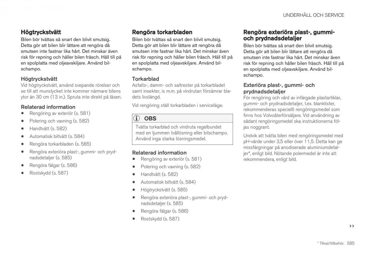 Volvo XC40 instruktionsbok / page 587