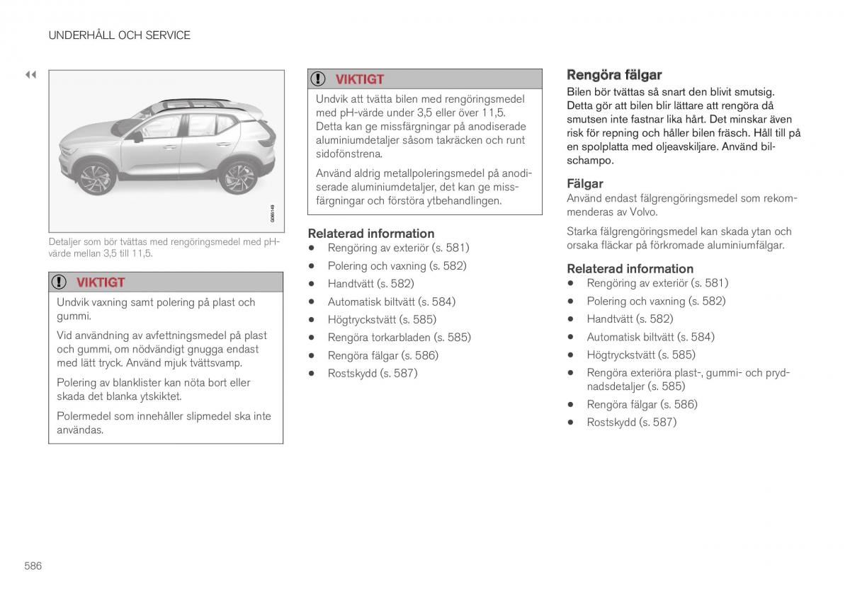 Volvo XC40 instruktionsbok / page 588