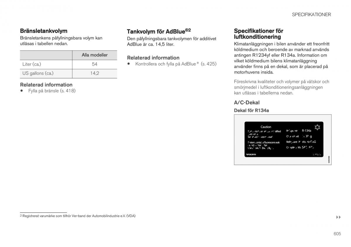 Volvo XC40 instruktionsbok / page 607