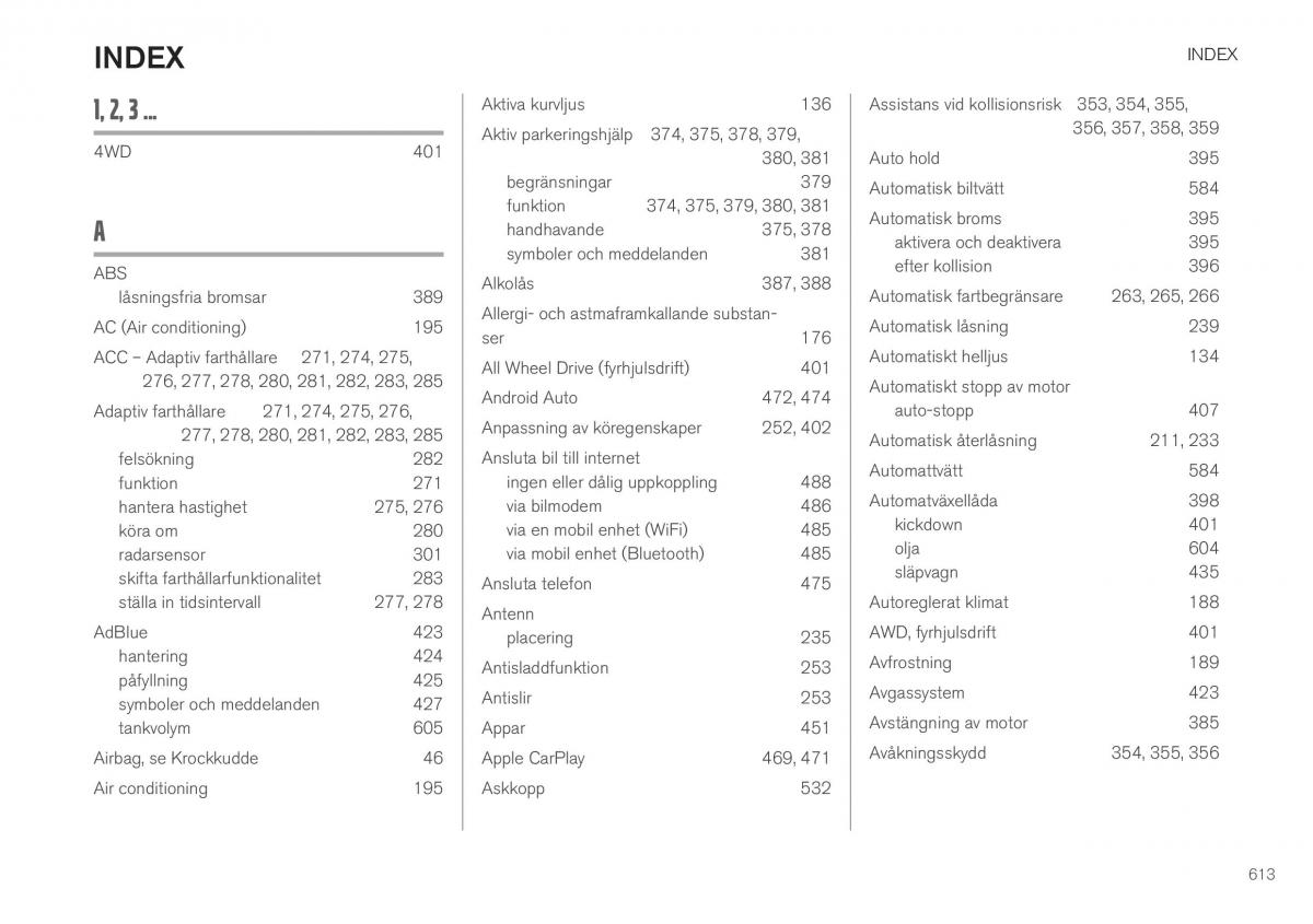 Volvo XC40 instruktionsbok / page 615