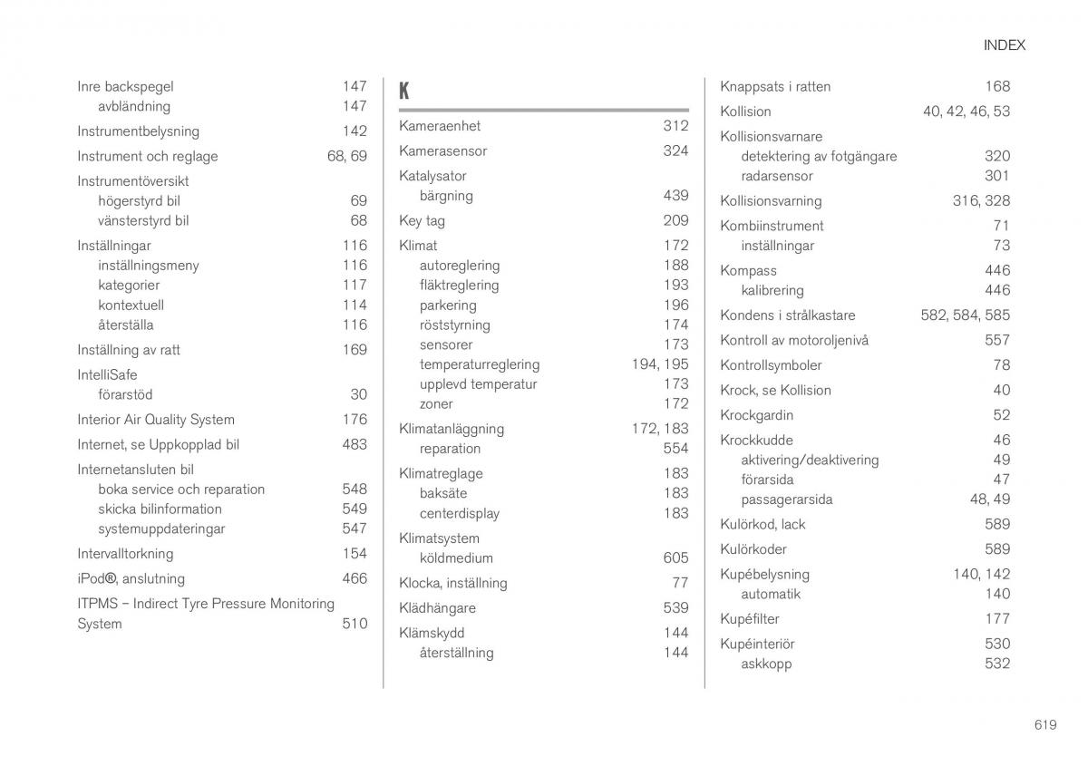 Volvo XC40 instruktionsbok / page 621