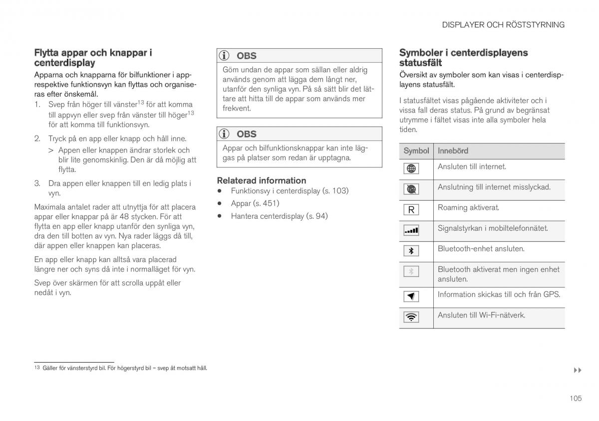 Volvo XC40 instruktionsbok / page 107