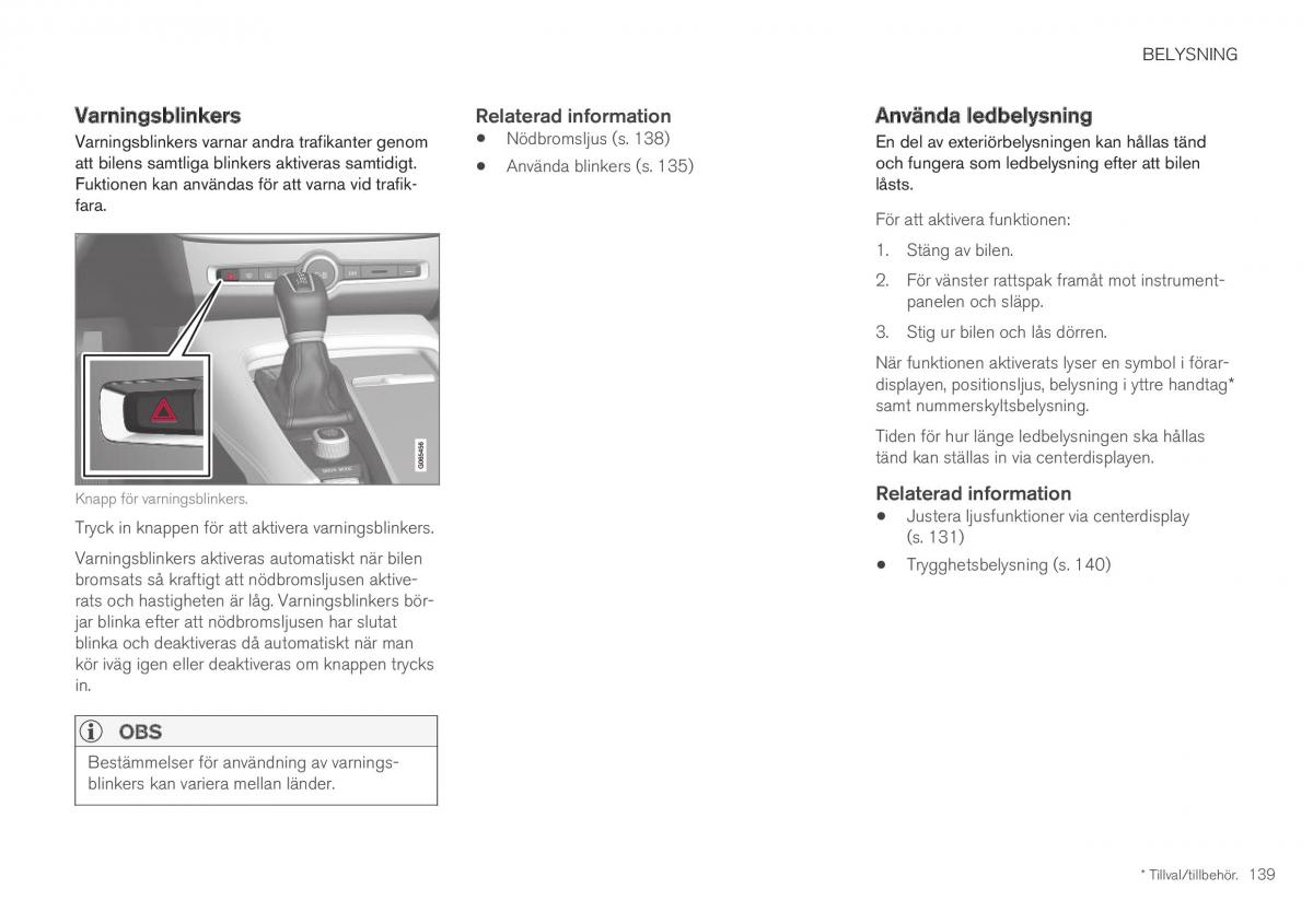 Volvo XC40 instruktionsbok / page 141