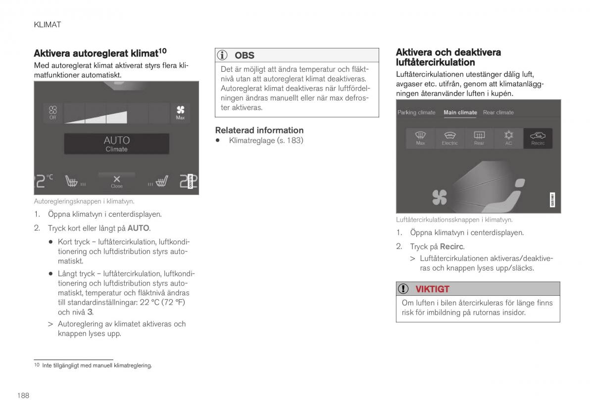 manual Volvo XC40 instruktionsbok / page 190