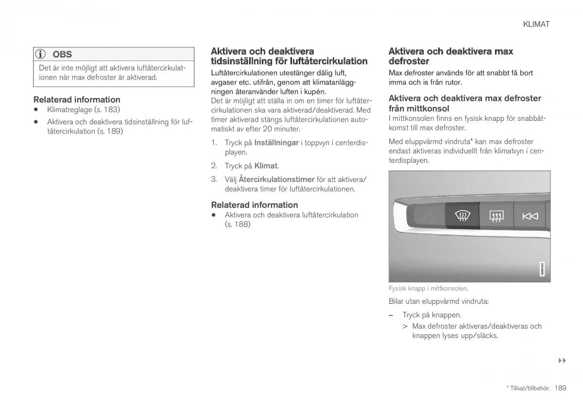 Volvo XC40 instruktionsbok / page 191