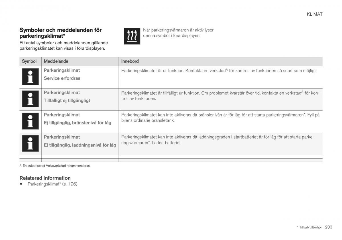 Volvo XC40 instruktionsbok / page 205