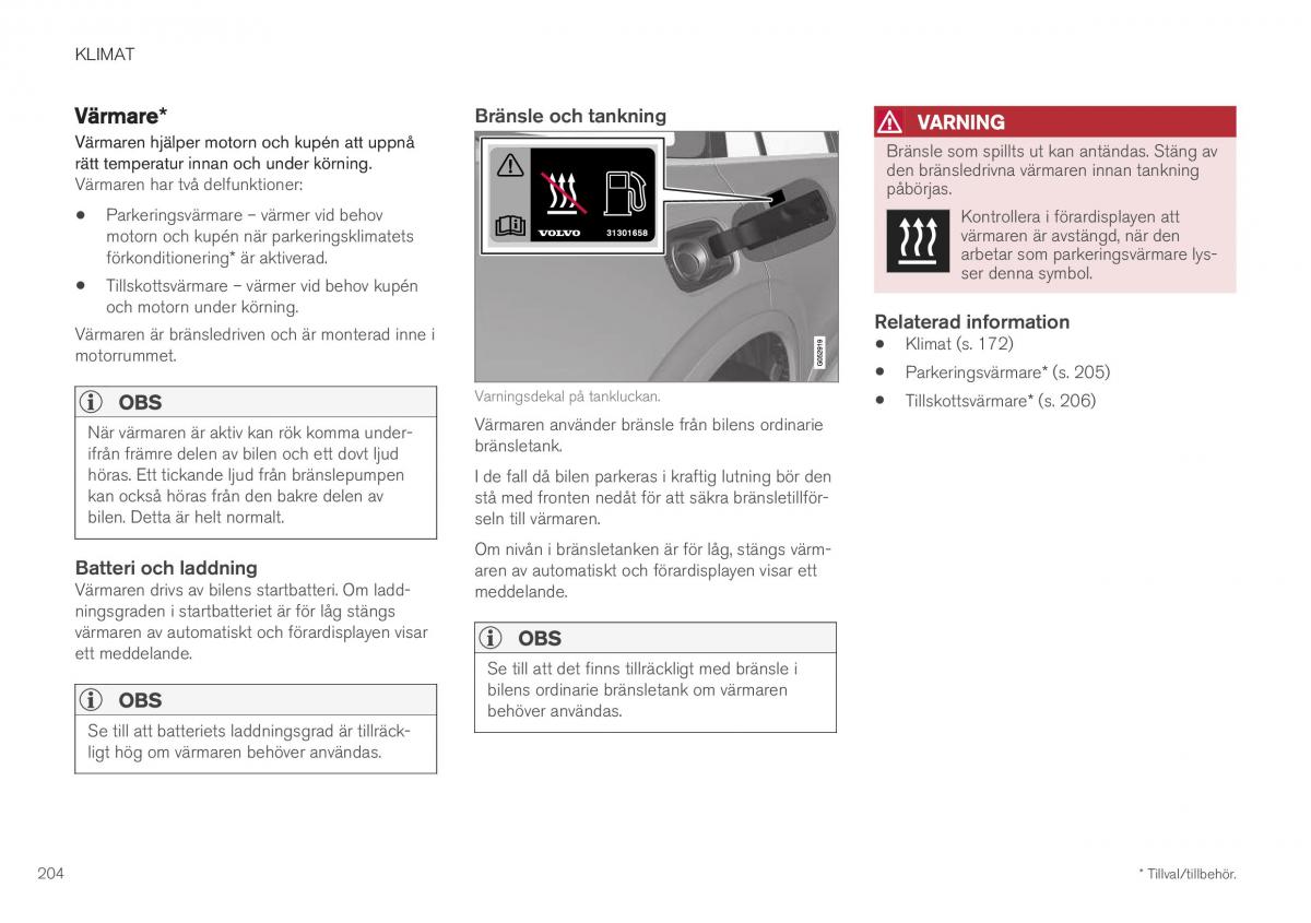 Volvo XC40 instruktionsbok / page 206