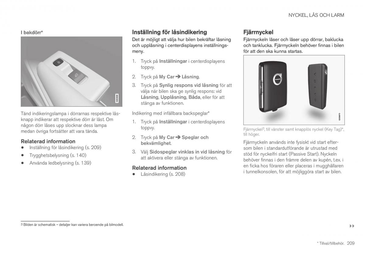 Volvo XC40 instruktionsbok / page 211