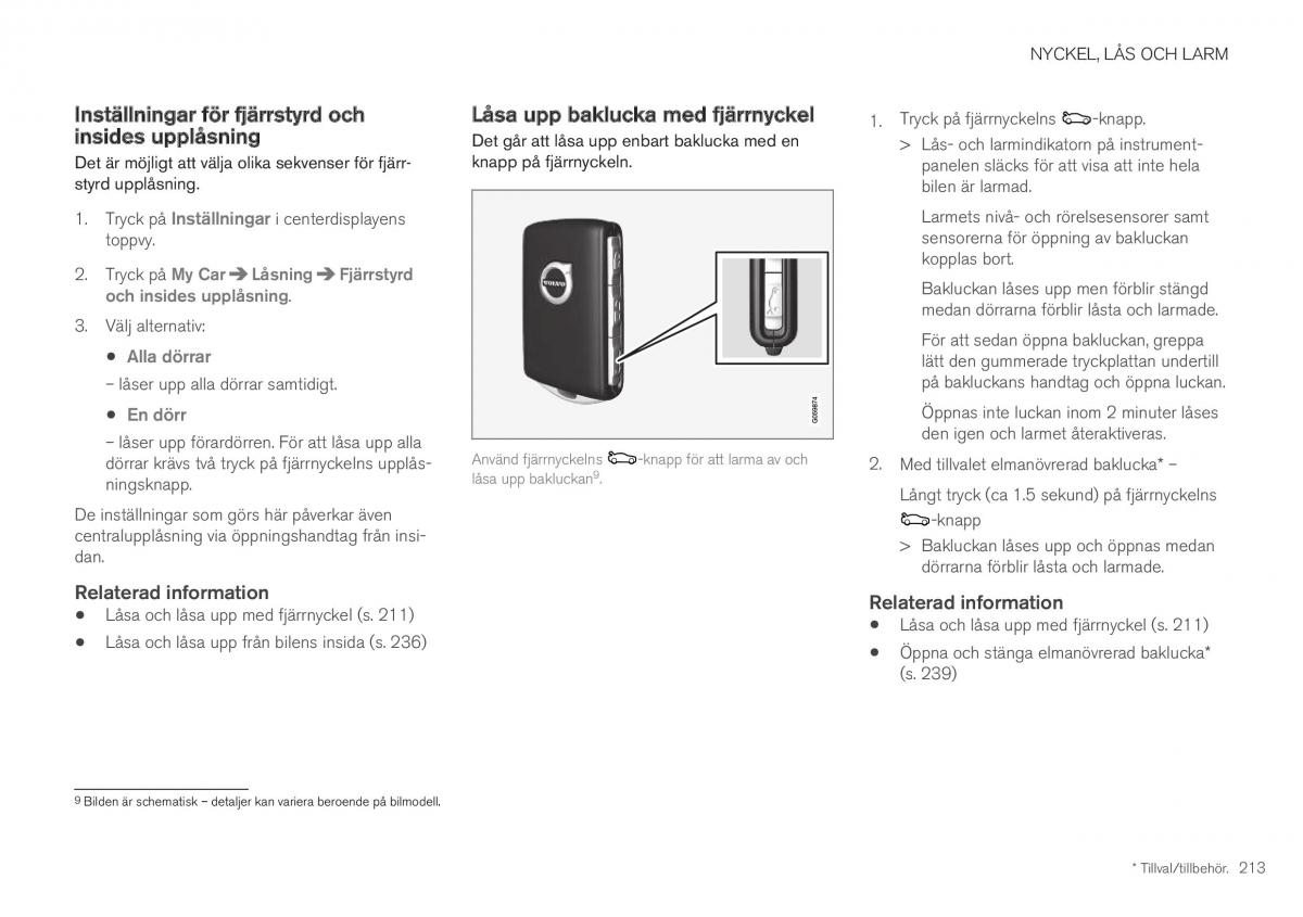 Volvo XC40 instruktionsbok / page 215