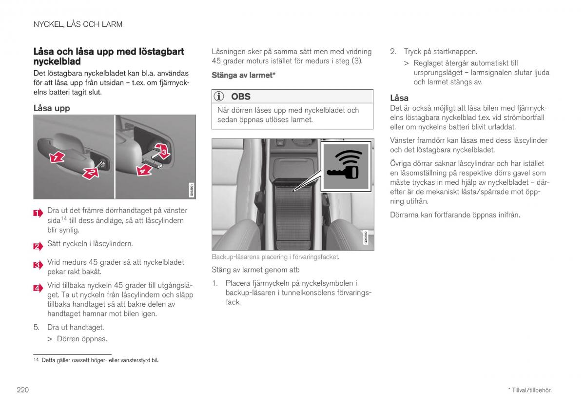 Volvo XC40 instruktionsbok / page 222