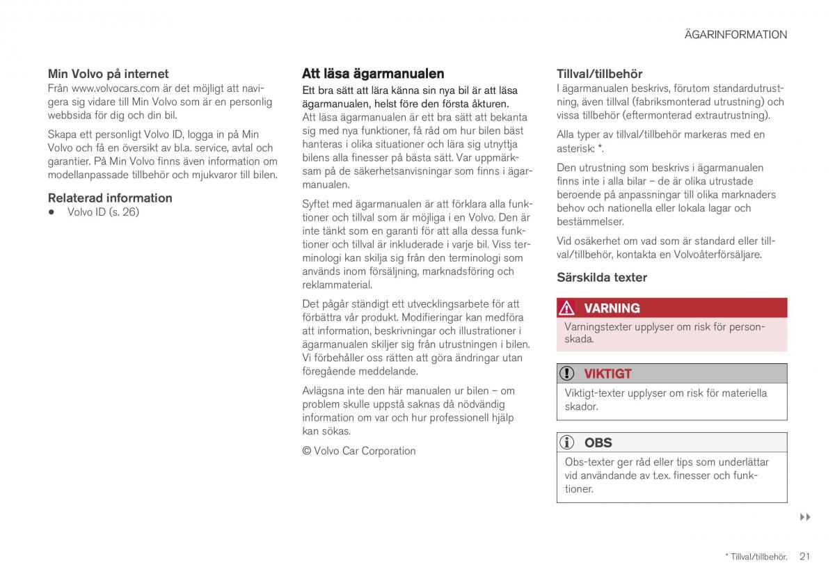 Volvo XC40 instruktionsbok / page 23