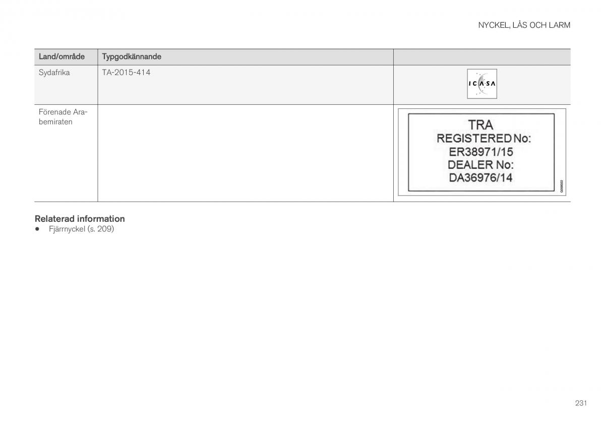 Volvo XC40 instruktionsbok / page 233