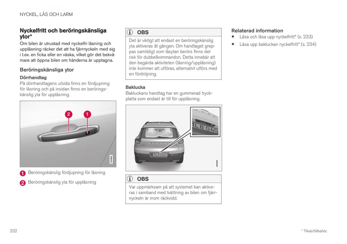 Volvo XC40 instruktionsbok / page 234