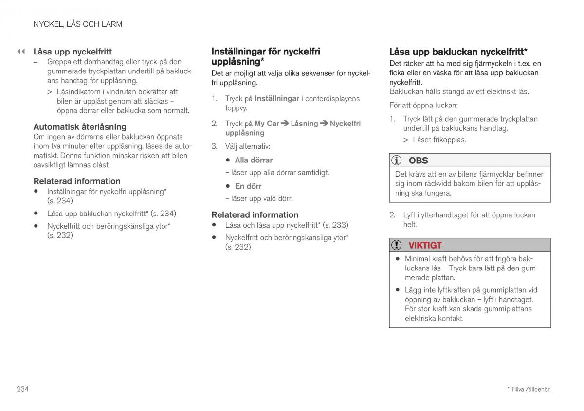 Volvo XC40 instruktionsbok / page 236