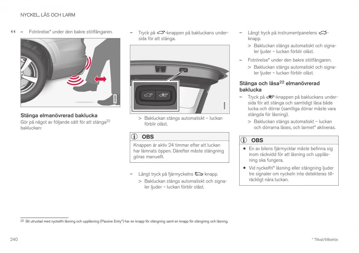 Volvo XC40 instruktionsbok / page 242