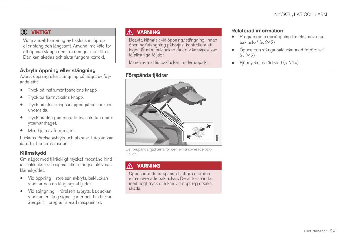 Volvo XC40 instruktionsbok / page 243