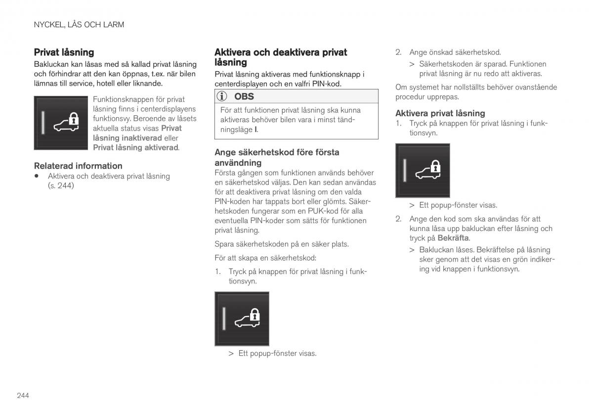 Volvo XC40 instruktionsbok / page 246