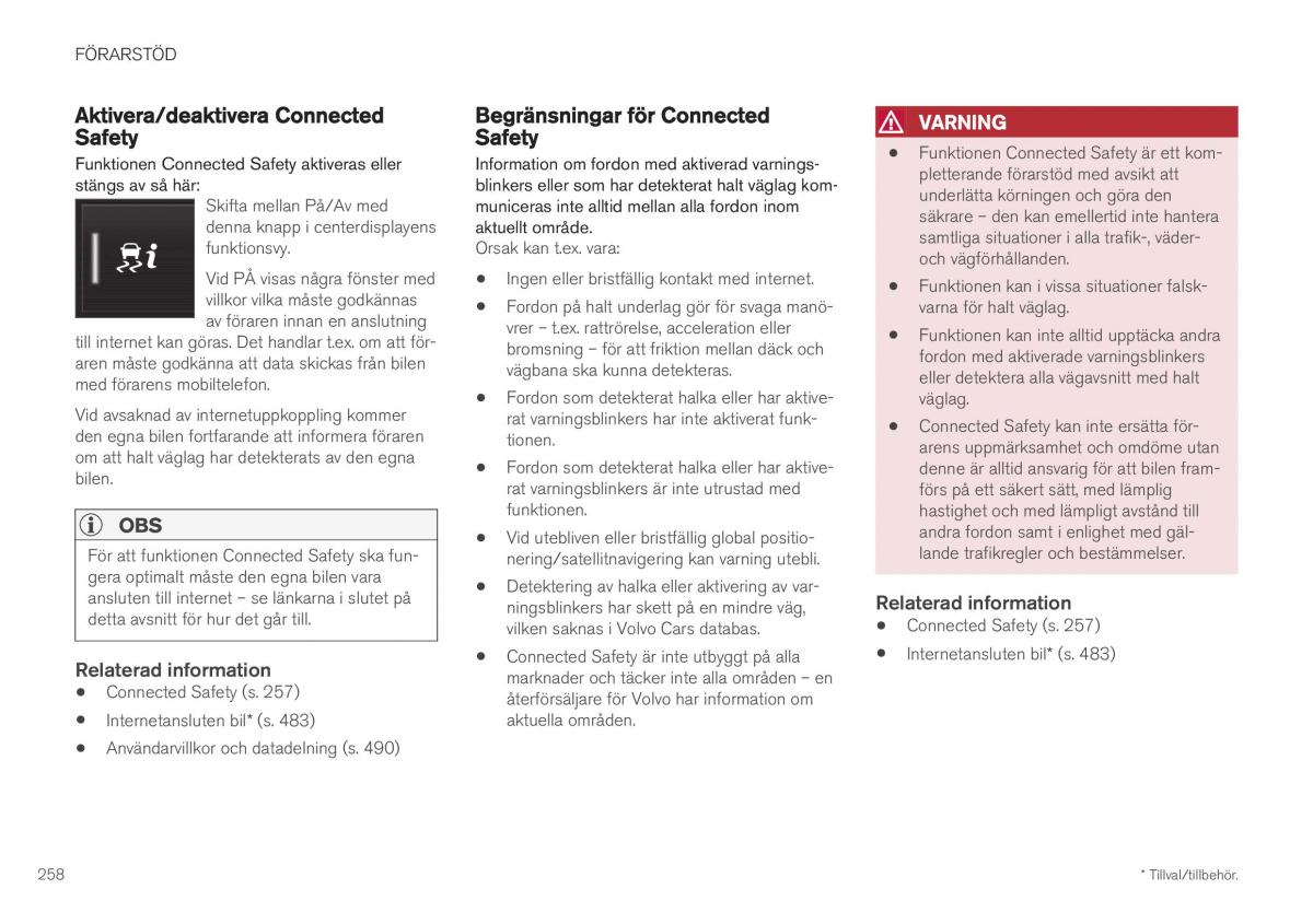 Volvo XC40 instruktionsbok / page 260