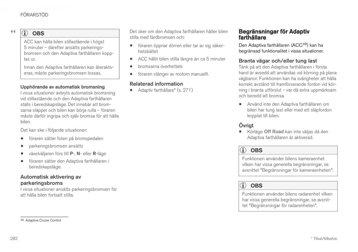 Volvo XC40 instruktionsbok / page 284