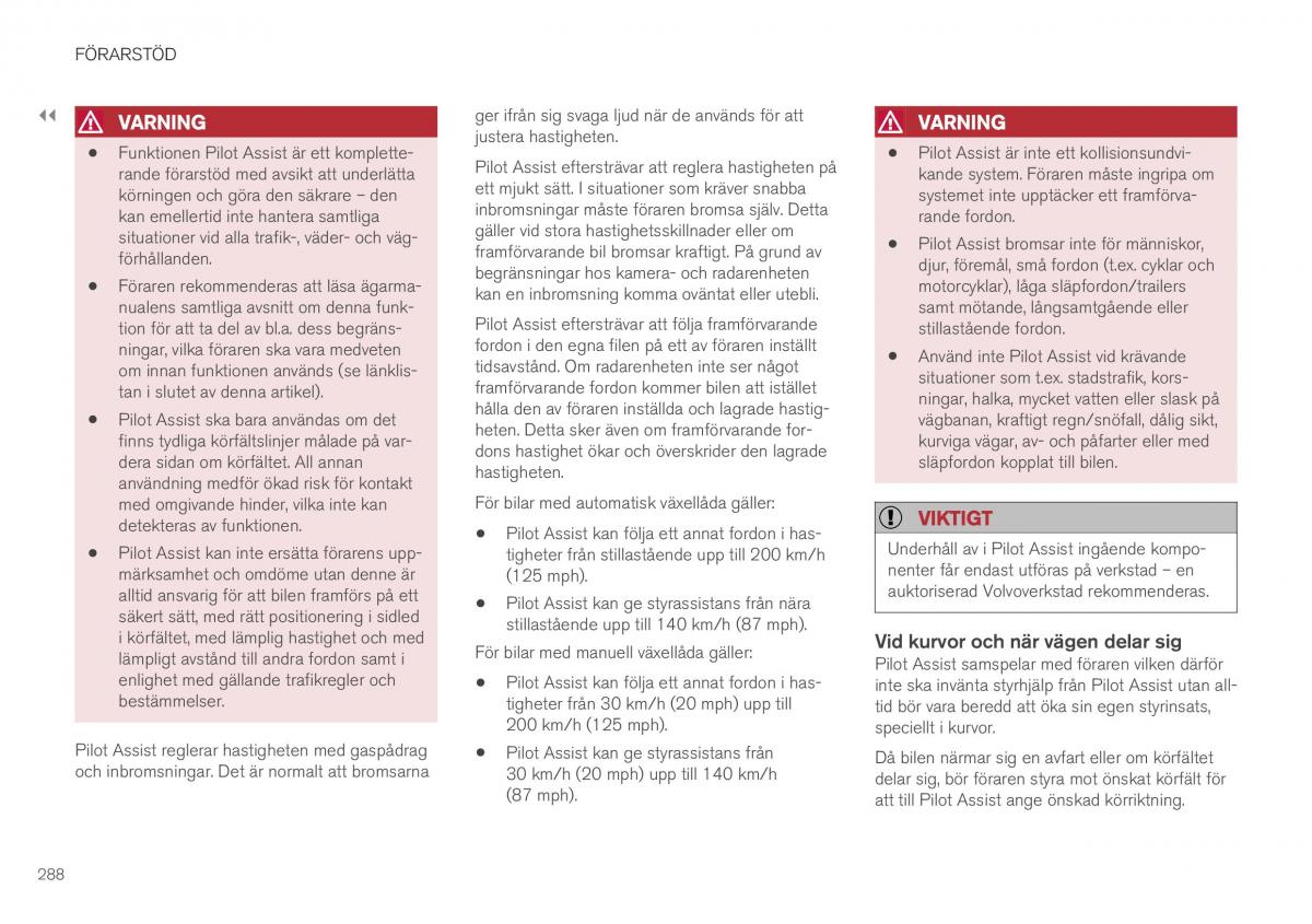 Volvo XC40 instruktionsbok / page 290