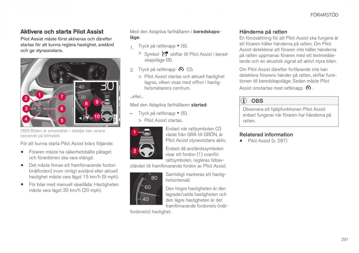 Volvo XC40 instruktionsbok / page 293