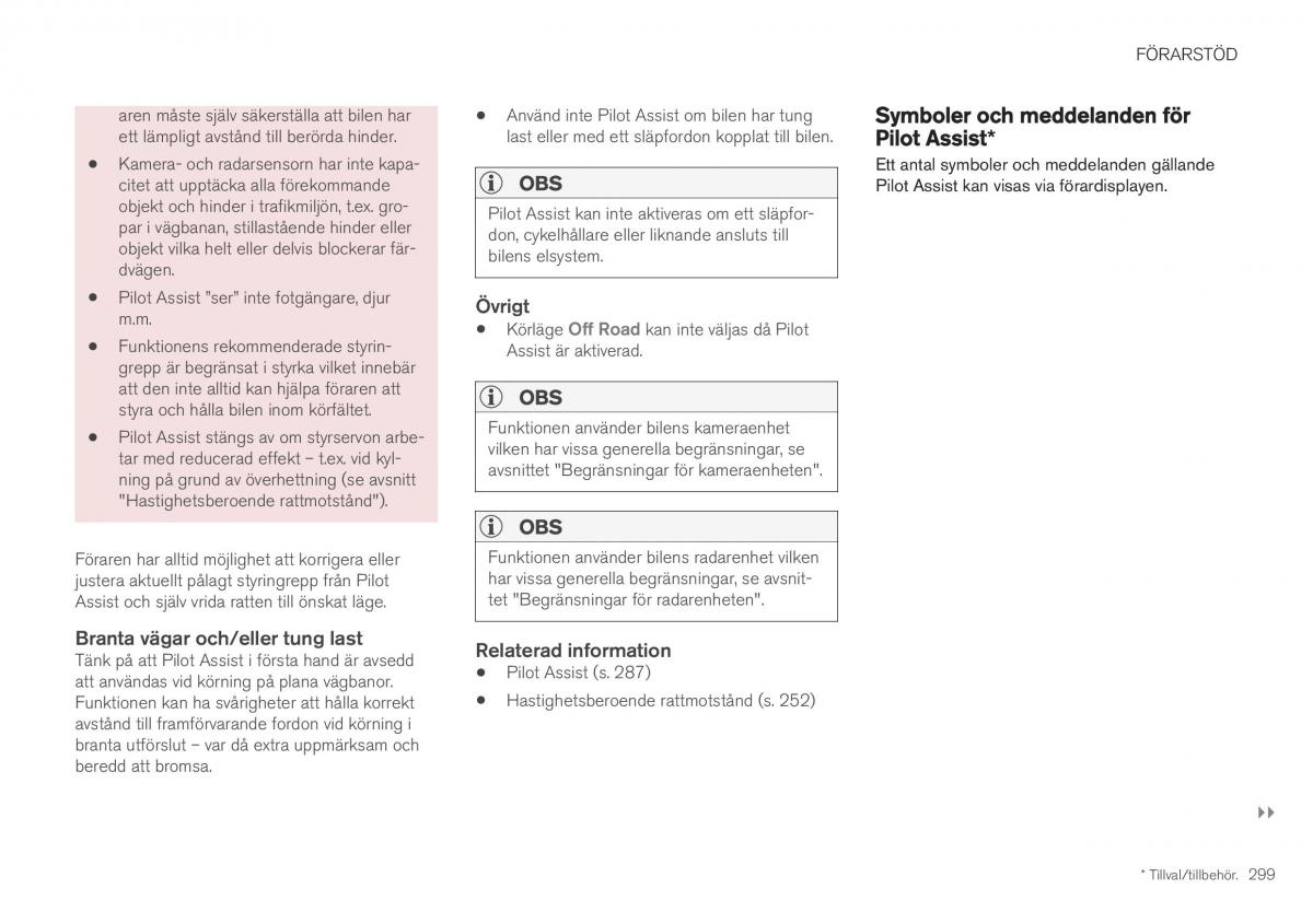 Volvo XC40 instruktionsbok / page 301