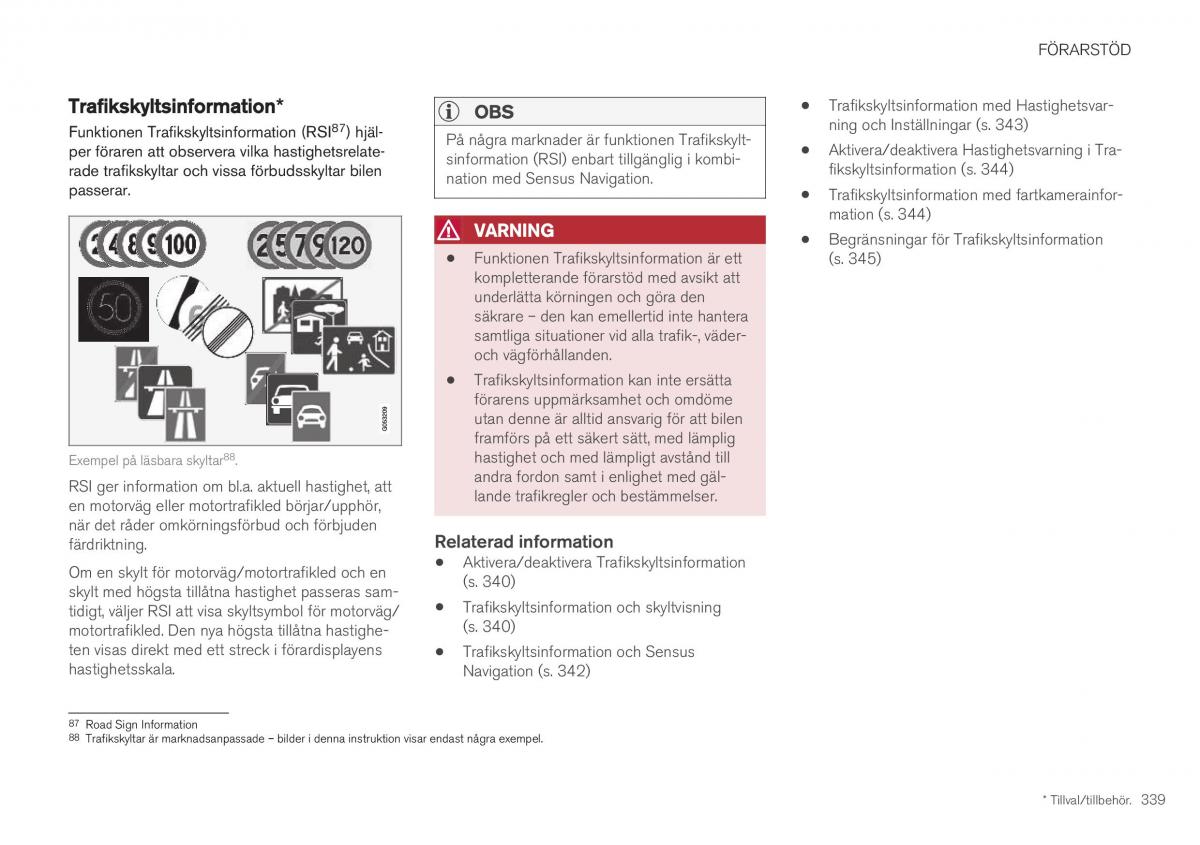 Volvo XC40 instruktionsbok / page 341