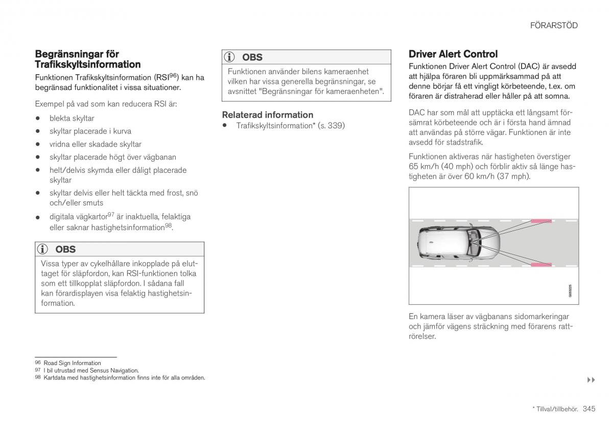 Volvo XC40 instruktionsbok / page 347