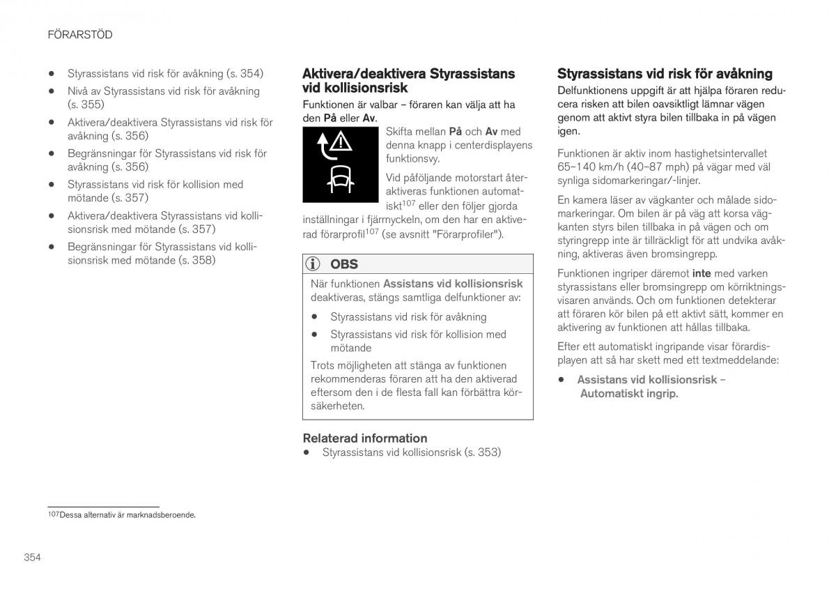 Volvo XC40 instruktionsbok / page 356