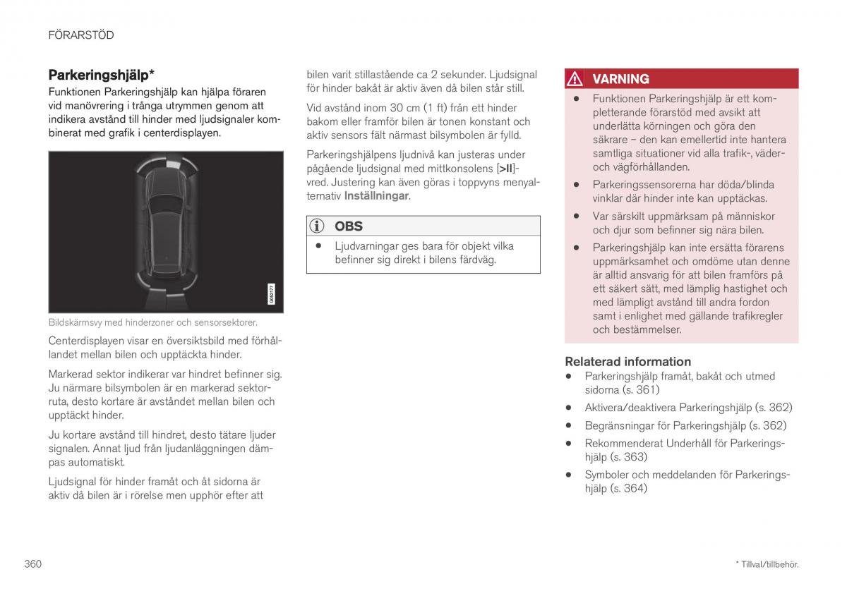 Volvo XC40 instruktionsbok / page 362