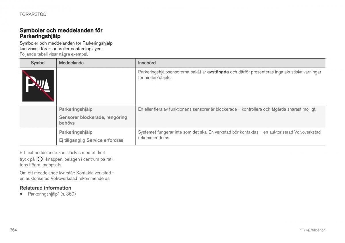 Volvo XC40 instruktionsbok / page 366