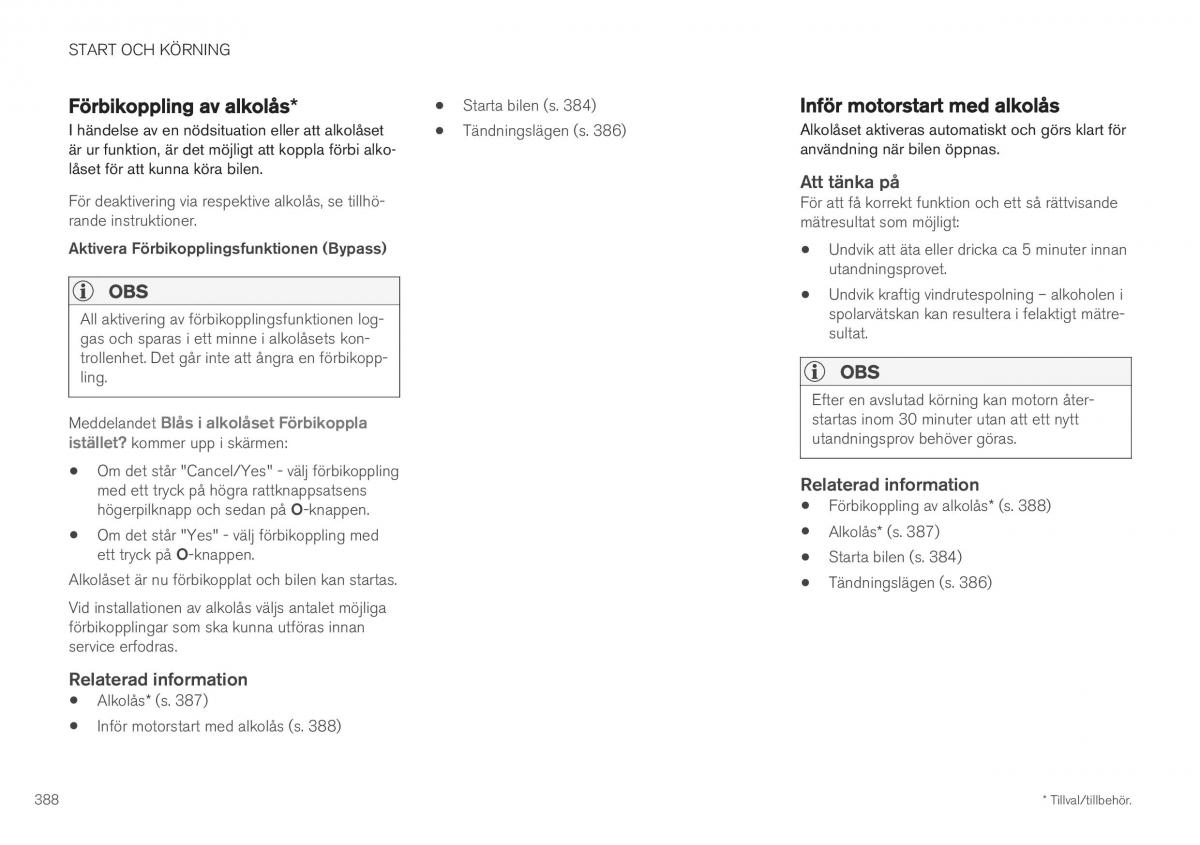 Volvo XC40 instruktionsbok / page 390