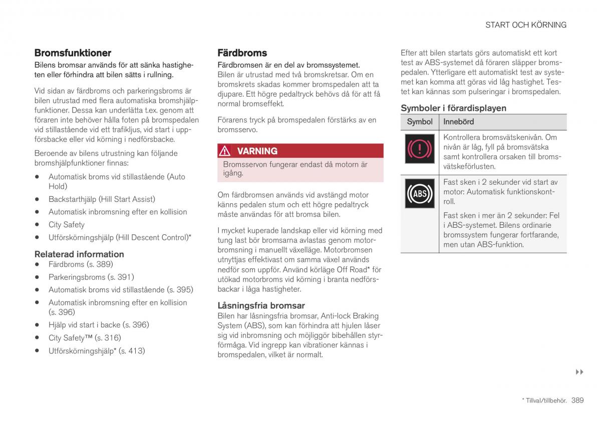 Volvo XC40 instruktionsbok / page 391