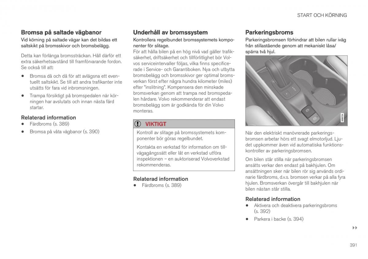 Volvo XC40 instruktionsbok / page 393