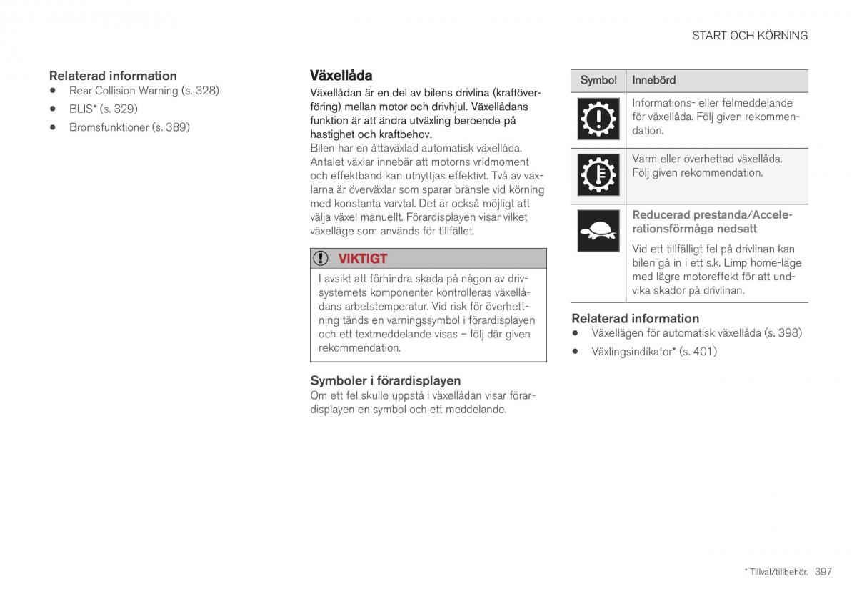 Volvo XC40 instruktionsbok / page 399