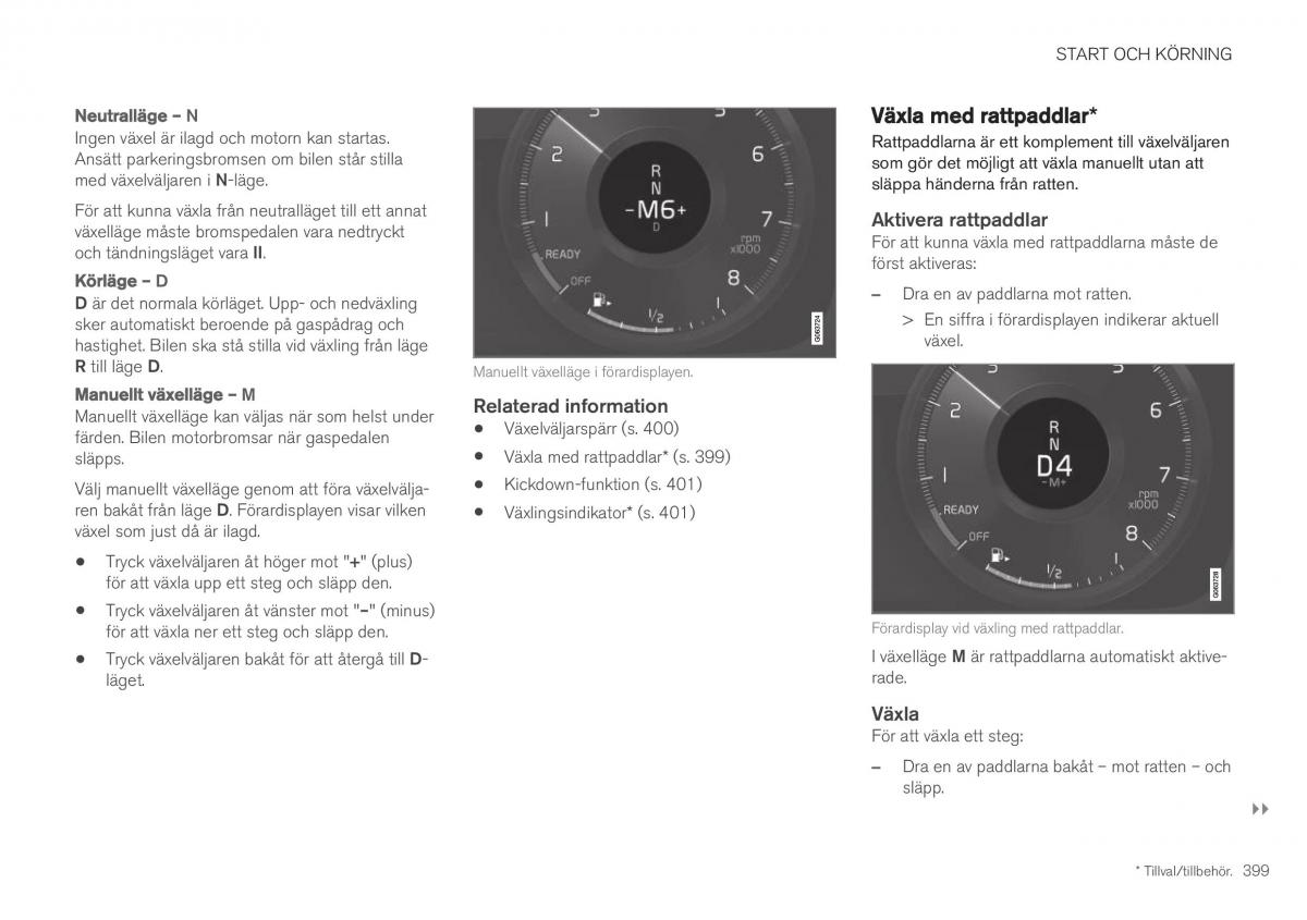 Volvo XC40 instruktionsbok / page 401