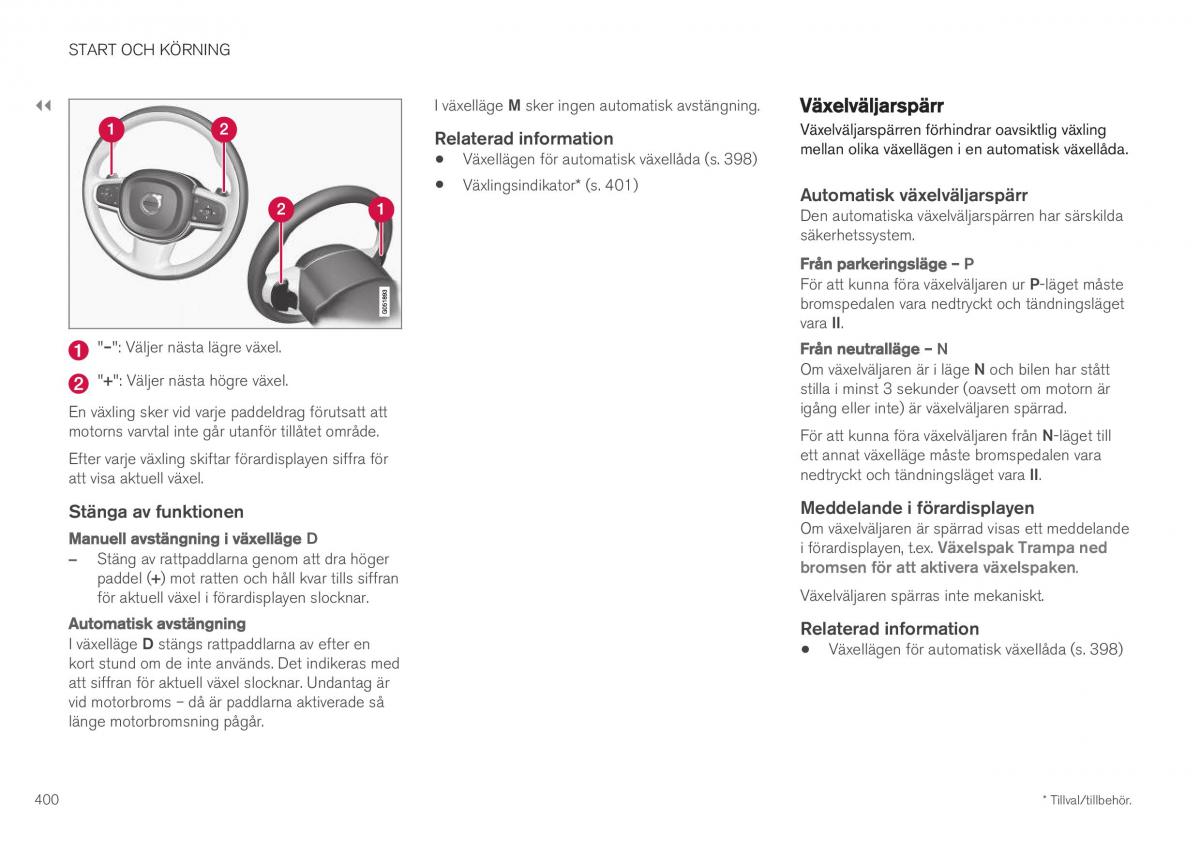 Volvo XC40 instruktionsbok / page 402