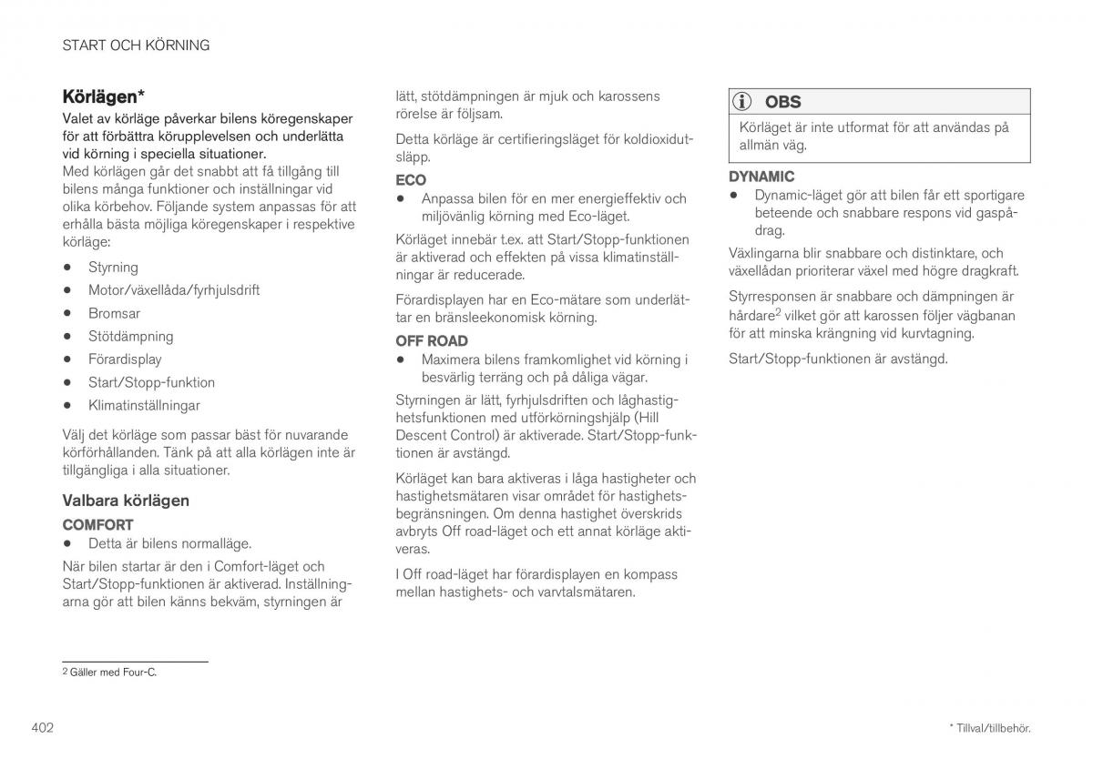 Volvo XC40 instruktionsbok / page 404