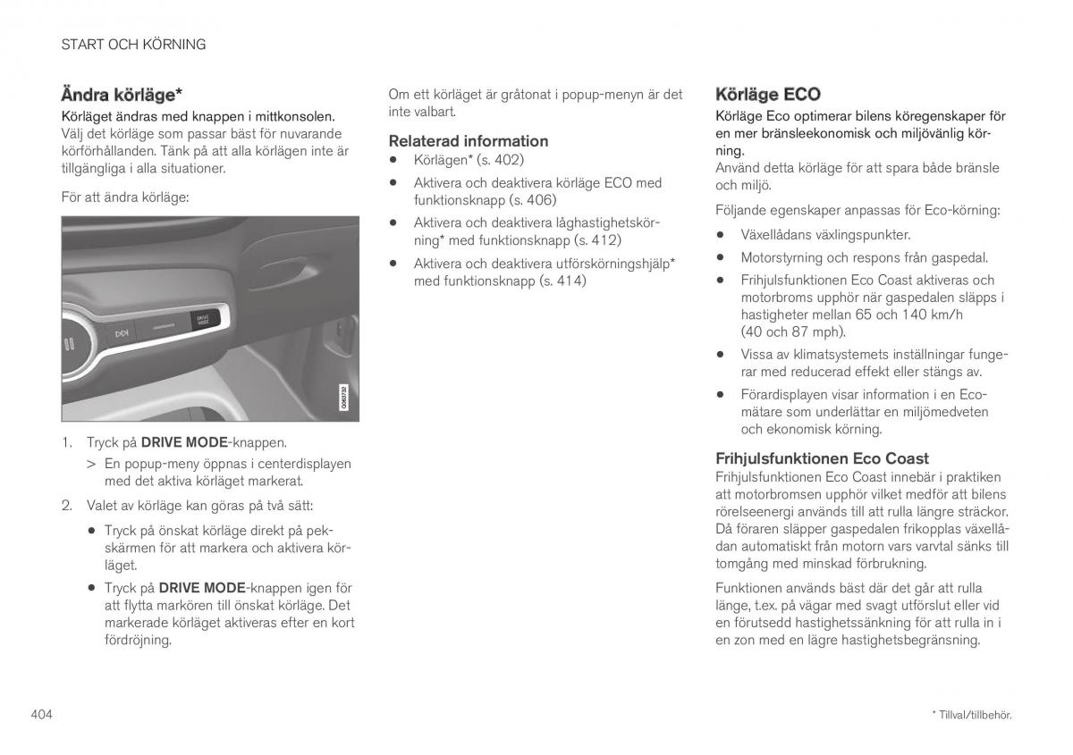 Volvo XC40 instruktionsbok / page 406