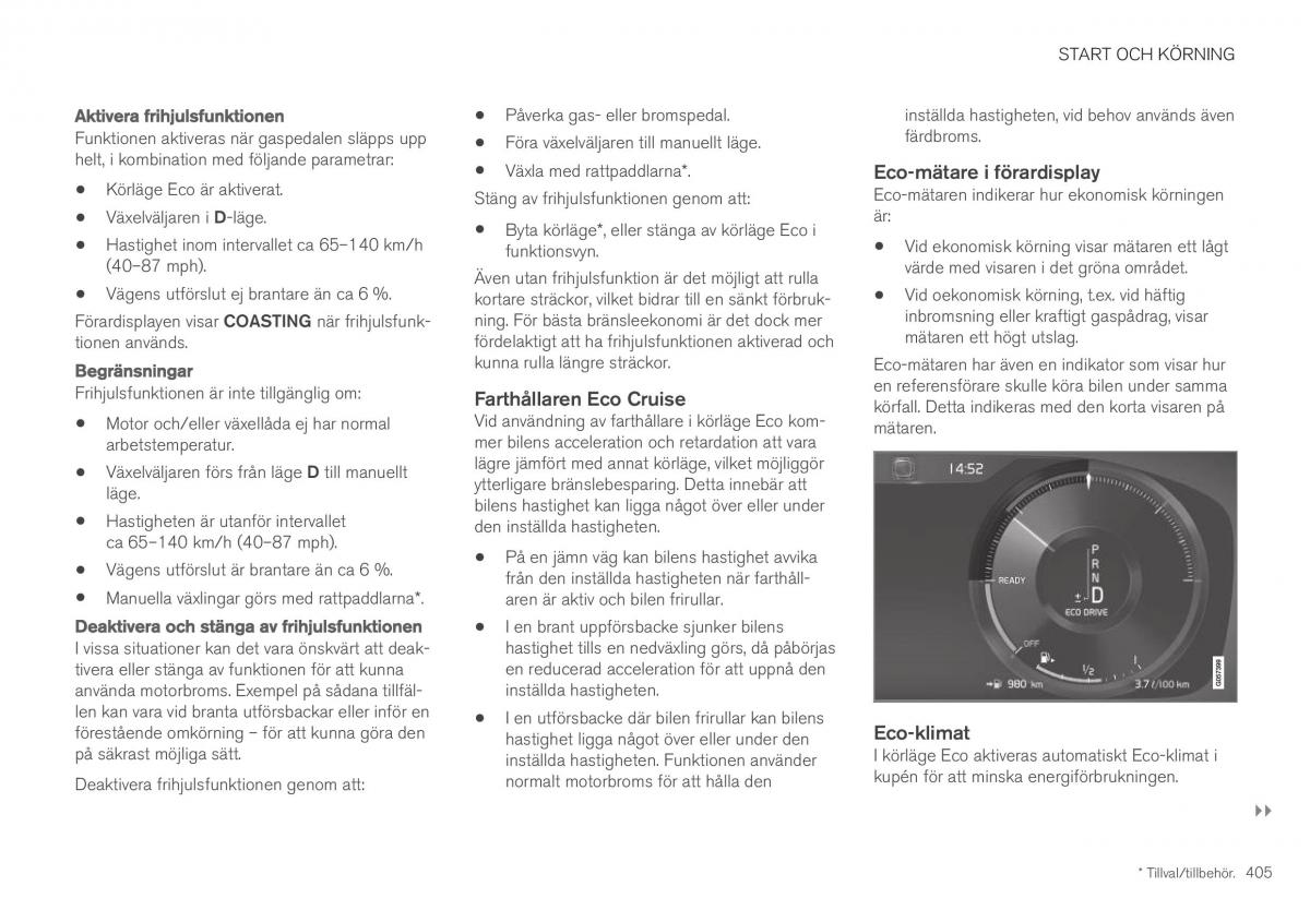 Volvo XC40 instruktionsbok / page 407