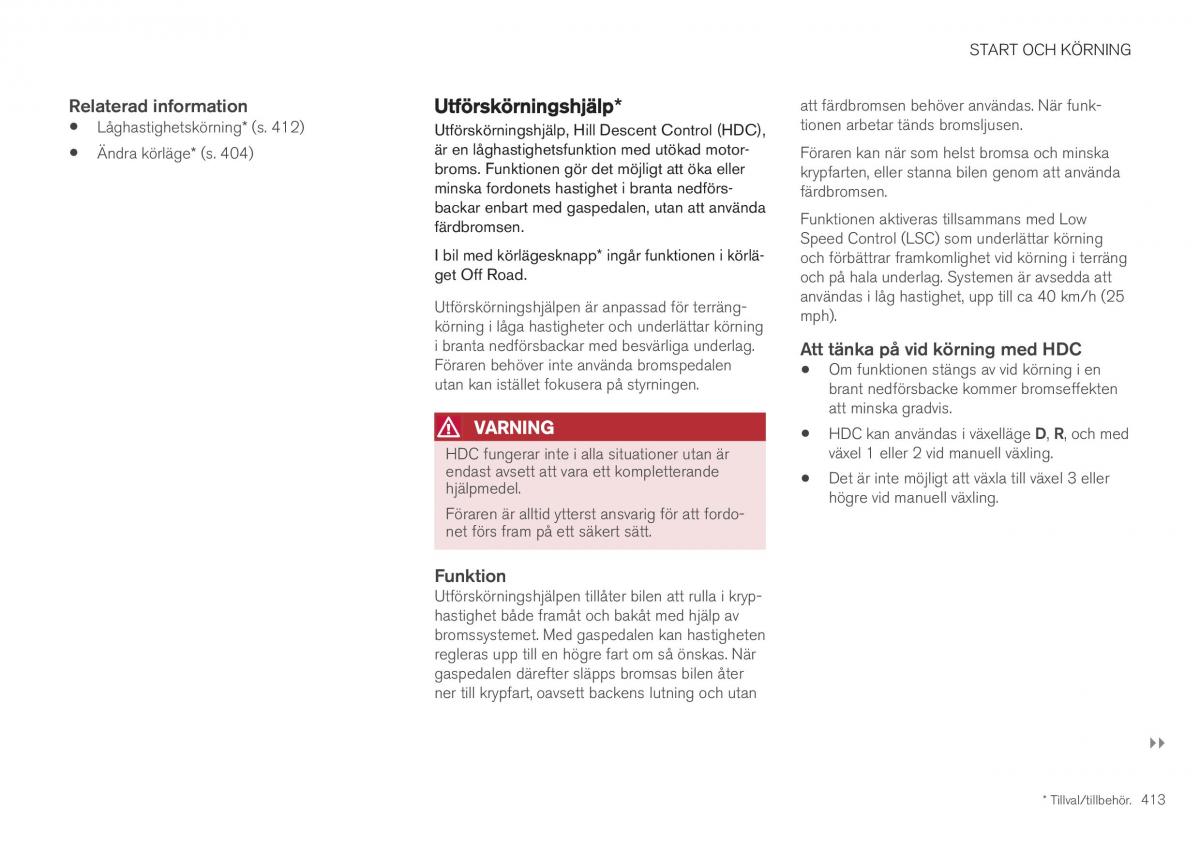Volvo XC40 instruktionsbok / page 415