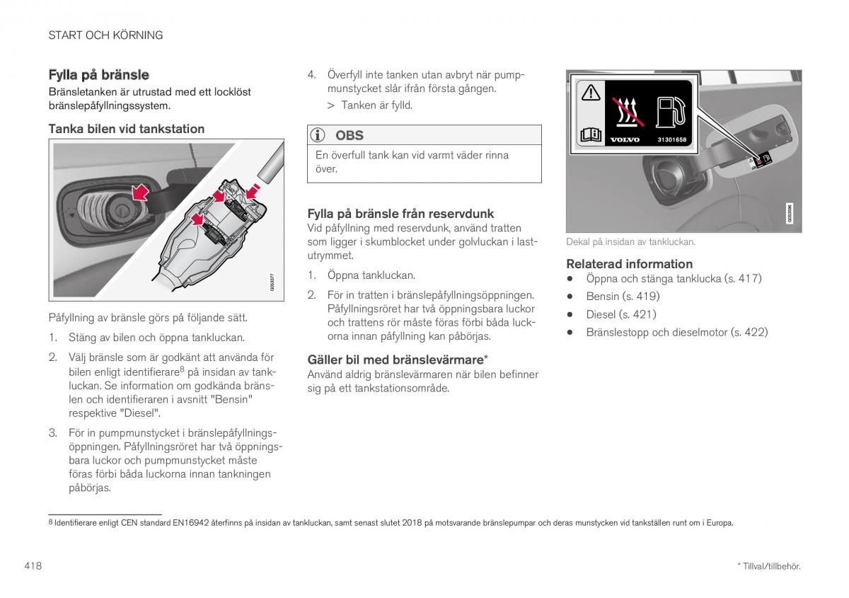 Volvo XC40 instruktionsbok / page 420