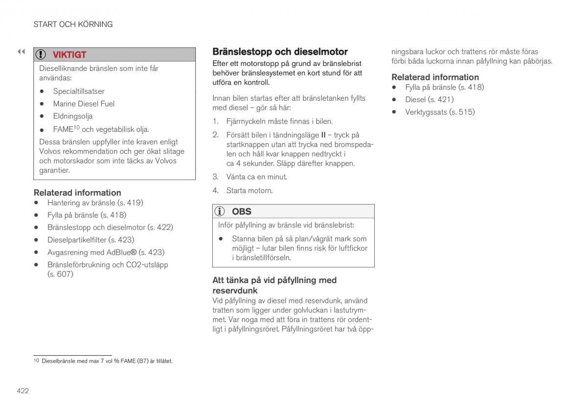 Volvo XC40 instruktionsbok / page 424